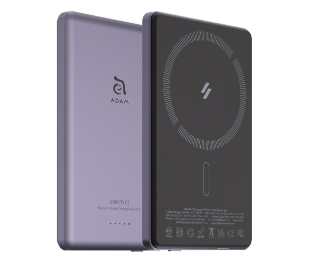 Adam Elements Gravity C5 Magnetic Wireless (Ultra Slim) 5000mAh fioletowy - 1238455 - zdjęcie